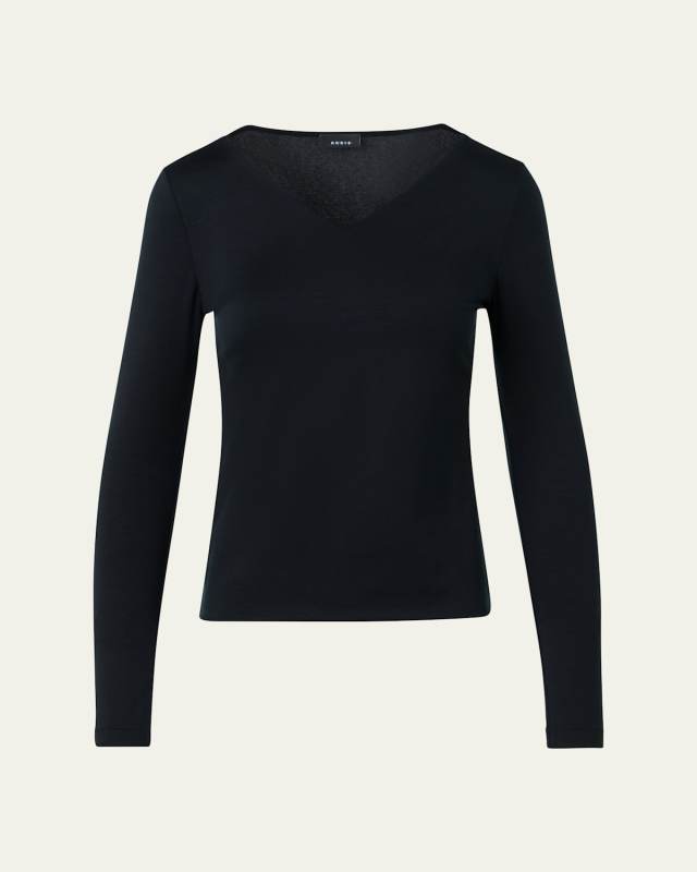 V-Neck Jersey Long-Sleeve T-Shirt